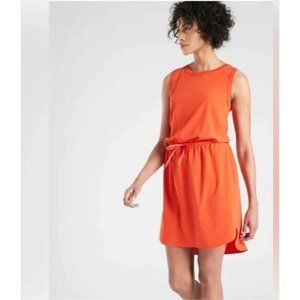 ATHLETA RINCON DRESS casual sleeveless drawstring waist sporty travel orange XL